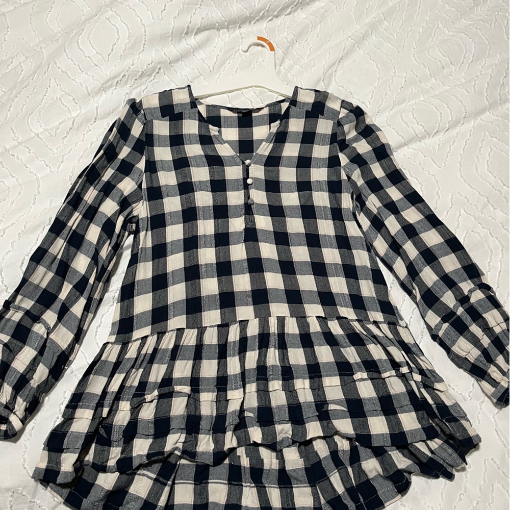 Navy and cream American Eagle blouse